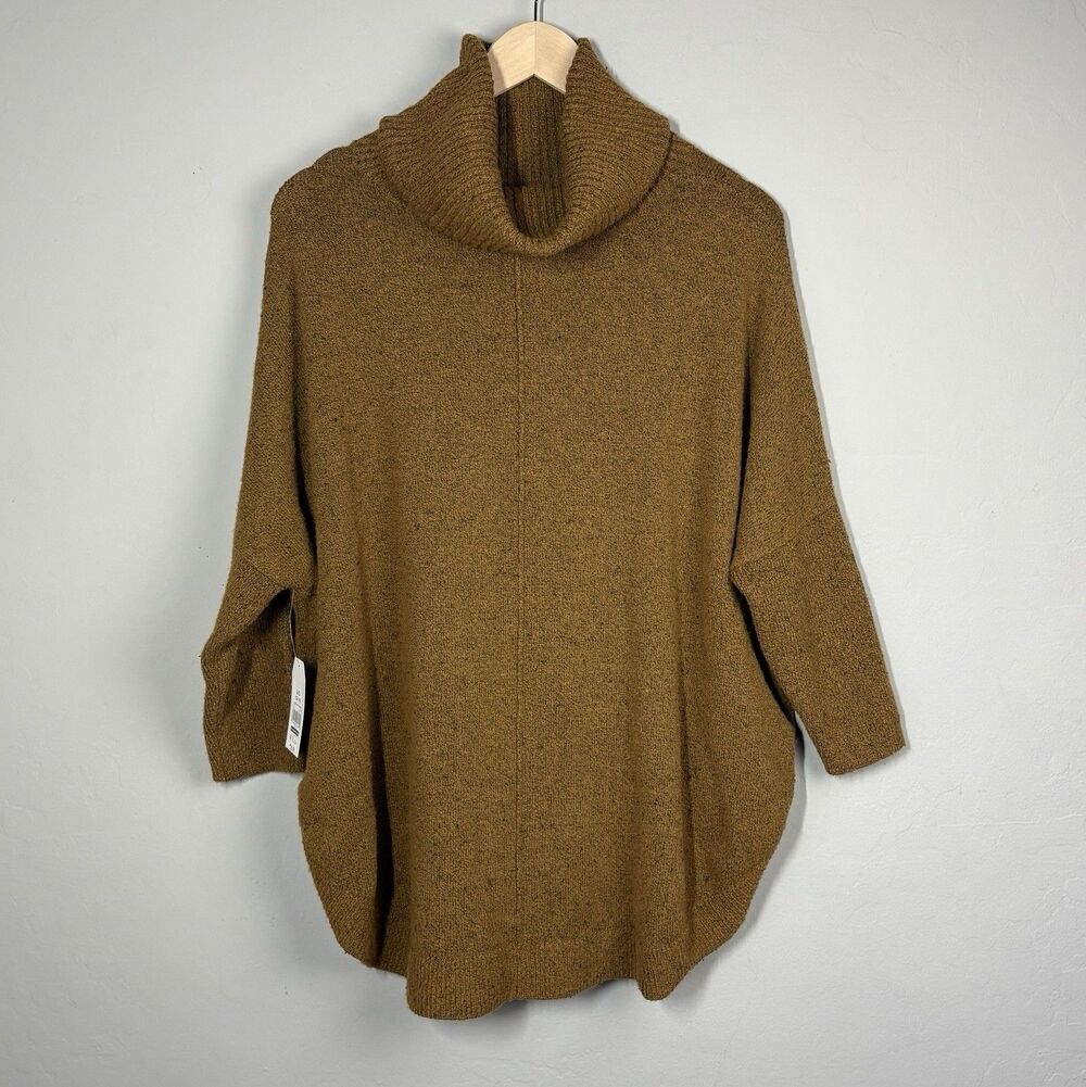 NWT Time and Tru Cowl Neck Sweater Womens L Brown Marled Oversized Cozy Soft - Picture 2 of 12